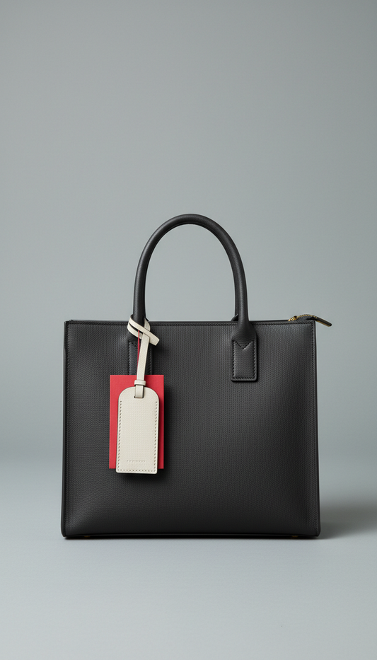 Structured leather tote bag