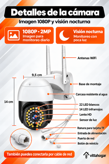 Cámara de seguridad WiFi 1080P con visión nocturna | 50% de descuento por tiempo limitado